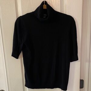 Ann Taylor Black Short-Sleeve Turtleneck Sweater